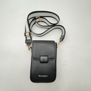 Montana West Black Vegan Leather Cell Phone Wallet Crossbody Bag